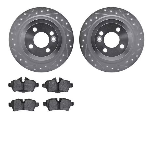 7302-32014, Rotors-Drilled and Slotted-Silver with 3000 Series Ceramic Brake Pads, Zinc Coated, Dynamic Friction Co, Mfr#: 7302-32014